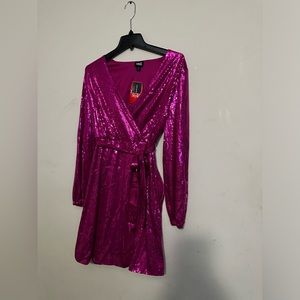 Pink Sequin Wrap dress